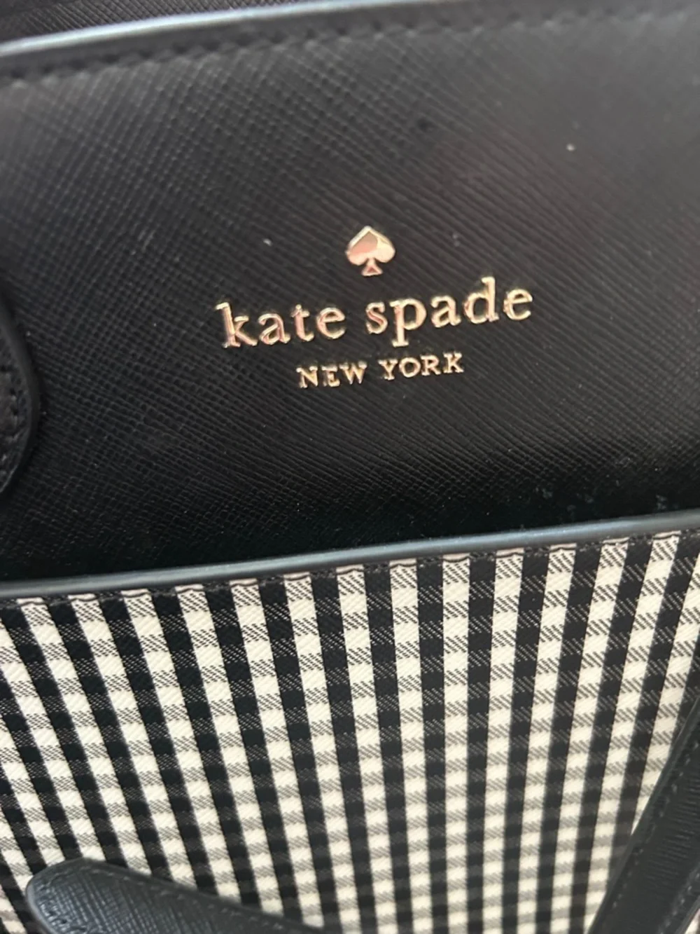 kate spade Madison Jazzy Black & White Gingham Tote Satchel crossbody bag - Picture 9 of 10